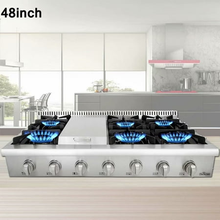 Thor Kitchen 48" Freestanding Gas Range Cooktop with 6 Burners Griddle HRT3003U