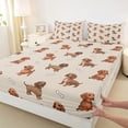 thumbnail image 4 of Homewish Cute Dachshund Animal Bed Sheets,Dog Bone Full Size Sheets,Brown,4-Piece,1 Flat Sheet, 1 Fitted Sheet and 2 Pillowcases, 4 of 6