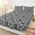 thumbnail image 4 of jejeloiu Modern Damask King Sheets For Men Women,Classic Pattern Bedding,Black Gray,4pcs,1 Flat Sheet, 1 Fitted Sheet and 2 Pillowcases, 4 of 6