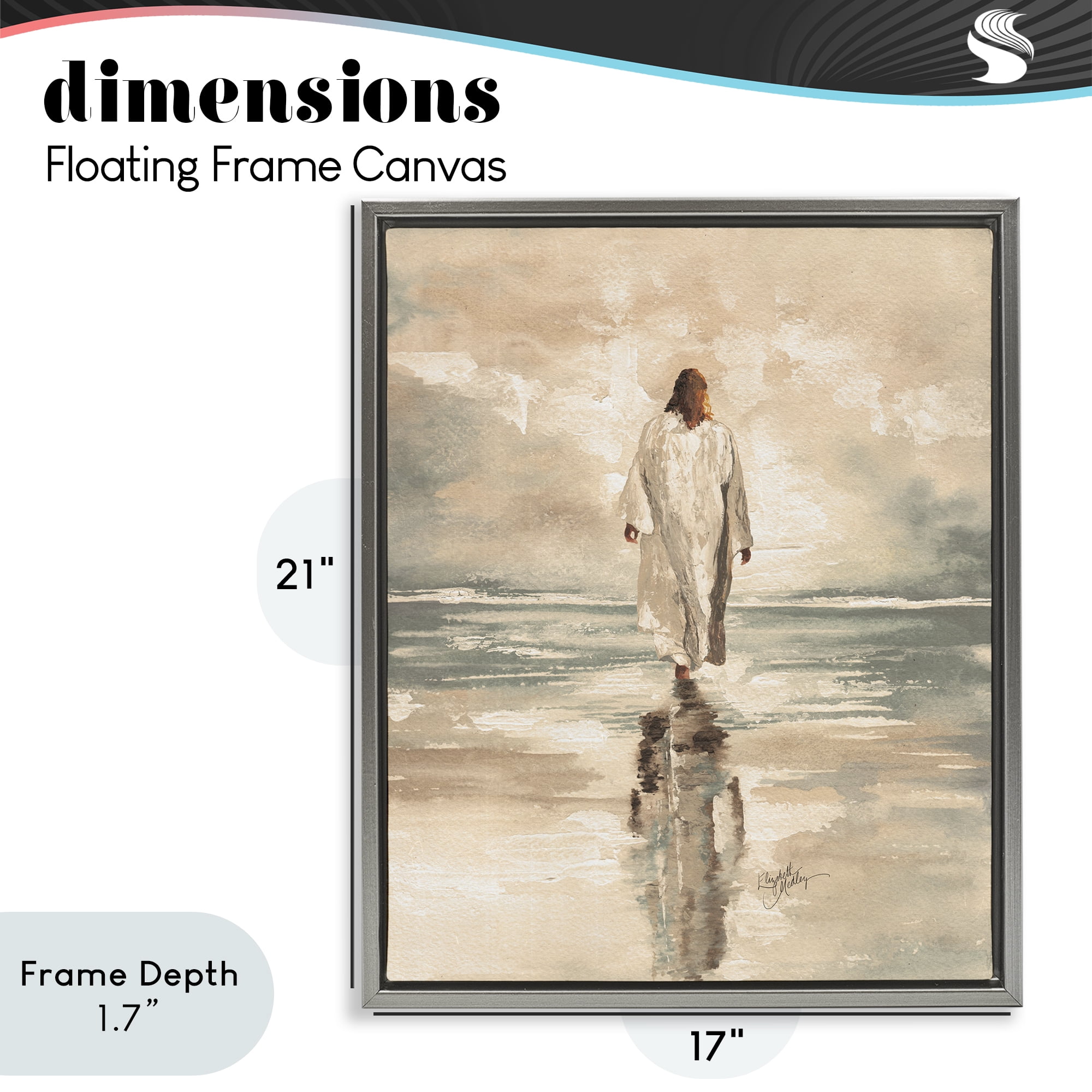 Stupell Industries Jesus Calms The Sea Gray Framed Floater Canvas Wall Art, design by Elizabeth Medley