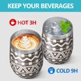 thumbnail image 4 of 12oz Stemless Wine Tumblers Brown and White Geometric Pattern Vacuum Insulated Stainless Steel Travel Tumbler Cups Mug with Lid and Straw for Champaign,Cocktail,Beer with Cleaning Brush, 4 of 5