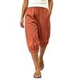 thumbnail image 2 of Karymi Workout Shorts Women Capri Jogger Pants, Elastic High Waist Baggy Cropped Harem Pants, Boho Casual Trousers With Side Pockets, 2 of 8