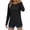 Black, variant on Women's Bamboo Viscose Long Sleeve Raglan Shirt Slim Fit Layering Top Sky Blue for Size S