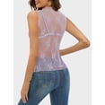 thumbnail image 3 of Niusricy Women Sexy Mesh Sheer Tank Tops Ladies Sleeveless T-Shirts Lace Floral Mock Neck Shirts See-Through Casual Vests Summer Fashion Comfy Tops Streetwear for Bar Club, 3 of 4
