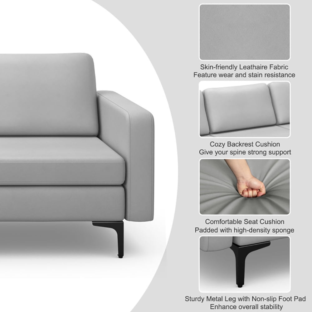 Finihen Sectional Sofa Couch, 3-Seat Sectional Sofa Couch with Armrest Magazine Pocket and Metal Leg, for Living Room, Bedroom, Light Gray Finihen Sectional Sofa Couch, 3-Seat Sectional Sofa Couch with Armrest Magazine Pocket and Metal Leg, for Living Room, Bedroom, Light Gray
