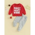 thumbnail image 3 of Toddler Baby Boys Girls Christmas 2Pcs Outfits 6M 12M 18M 24M 3Y Long Sleeve Letter Print Loose Sweatshirt + Drawstring Pants Sets Infant Casual Fall Clothes, 3 of 9