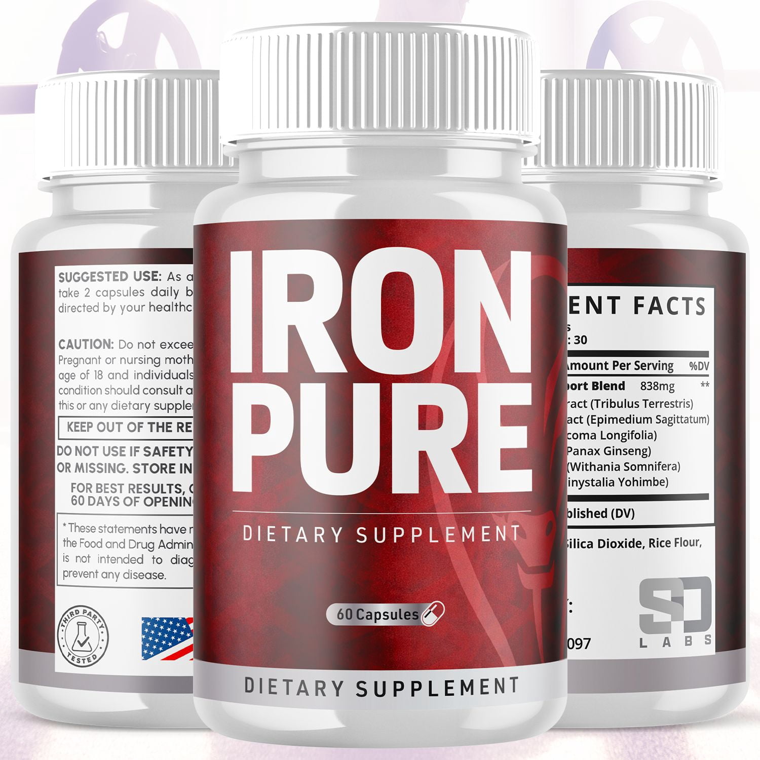 Iron Pure Advanced Formula Pills All Natural Vitamin Supplement IronPure 180 Capsules