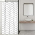 thumbnail image 3 of Stall Small RV Gray White Grey Bathroom Shower Curtain Liner 36Wx72H Inch Half Single Narrow Walkin Standing Little Size Dorm Chevron Herringbone Geometric Tiny Fabric Polyester Waterproof, 3 of 5