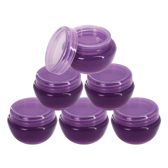 Beauticom 6 Pieces High Quality 10 Gram 10 ml (0.3 oz) Frosted Purple Plastic Round Cream Salve Cosmetic Sample Jars with Liners