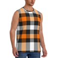thumbnail image 2 of Bingfone Orange Plaid Pattern Men's Tank Tops Workout Sleeveless Tee Shirts Running Beach Tanks for Men-XX-Large, 2 of 7