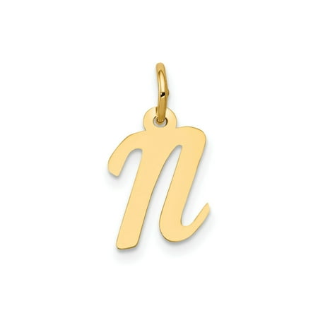 FJC Finejewelers 10 kt Yellow Gold Small Script Initial N Charm 17 x 11 mm