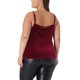 thumbnail image 3 of Camiseta sin mangas de encaje de tirantes ajustables de terciopelo Agnes Orinda para mujeres de talla grande color burdeos 3X, 3 of 6