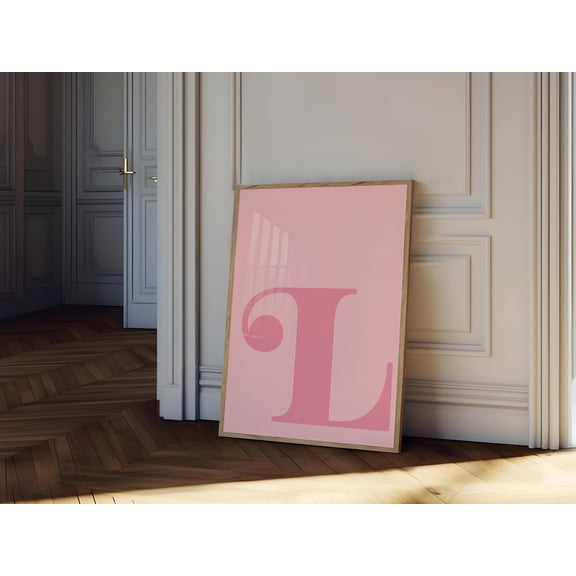 Pink Letter L Alphabet Initial Wall Art, Unframed Paper Print Size 8x12