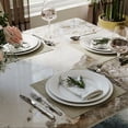 thumbnail image 5 of POVISON-71" Modern Minimalist Dining Table for 6, White Rectangular Glossy Pandora Sintered Stone Tabletop, Bronze Carbon Steel Leg, 5 of 8