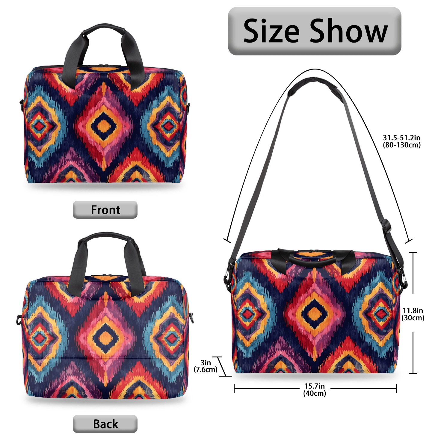 Herdesigns Aztec Southwestern Native Laptop Bag for Women Men, Computer Case Briefcase Messenger Bags, 15-15.6 inch Laptop Sleeve Shoulder Bag
