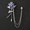 Silver Flower, variant on Metal Chain Zircon Tassel Brooch-For Unisex Shirt Suit Collar Lapel Pin Jewelry-Gold Key