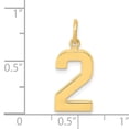 thumbnail image 4 of 14k Yellow Gold Casted Medium Polished Number 2 Charm Pendant, 4 of 7