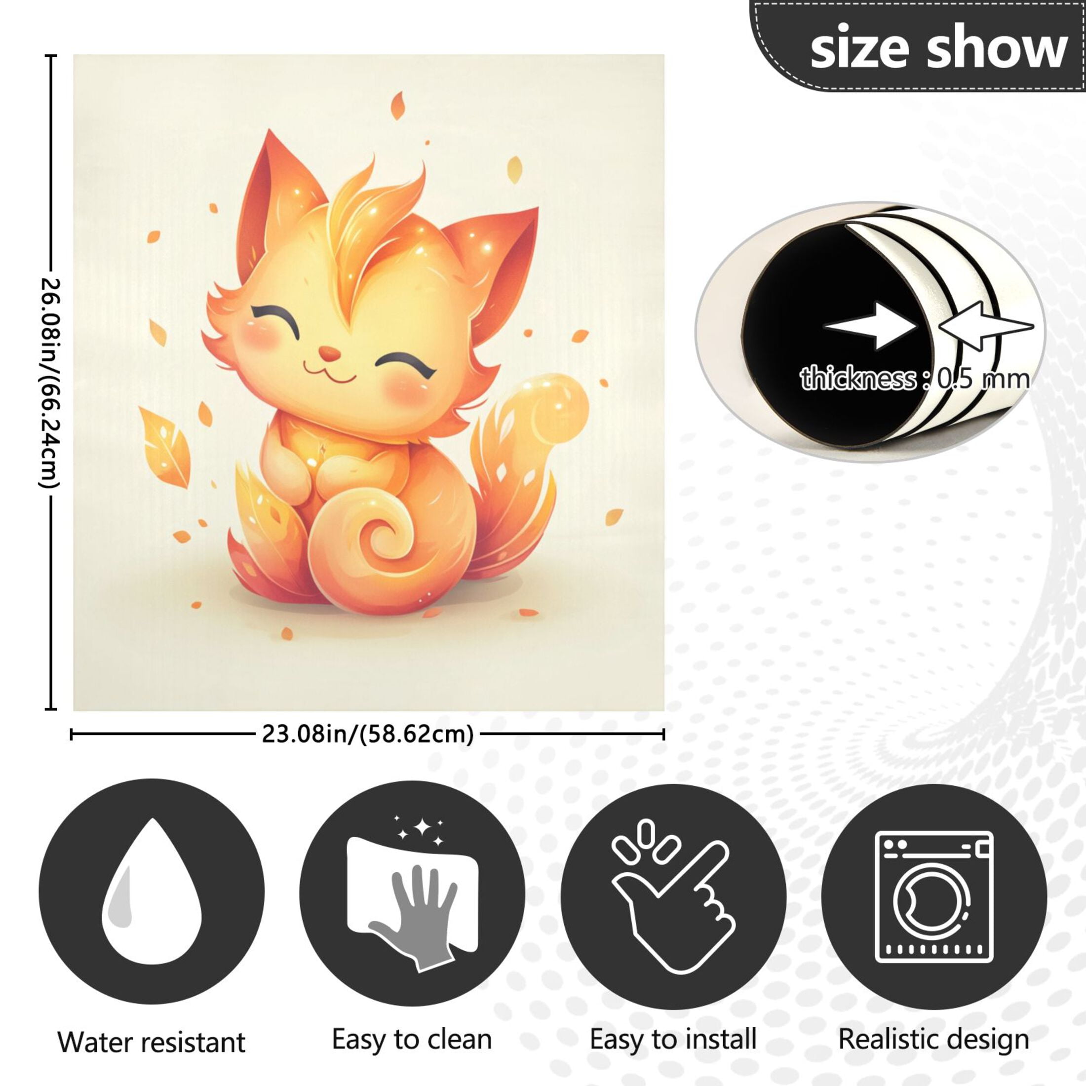Dishwasher Magnetic Sticker 23x26 Inch Refrigerator Magnetic Sticker Washing Machine Magnetic Sticker Kitchen Panel Magnetic Sticker Home Decor Little Orange Cat