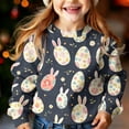thumbnail image 5 of Girls Easter Sweatshirt Bunny Egg Print Long Sleeve Crewneck Pullover Multicolor Spring Tops for Kids 1-15 Years,Size 8-9 T, 5 of 6