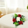 thumbnail image 5 of Artificial Rose Candle Ring Wreath Christmas Floral Wreaths Candlestick Romantic Table Centerpiece Decoration Suitable For Wedding Ceremony Valentines Day and Party Ambiance, 5 of 7