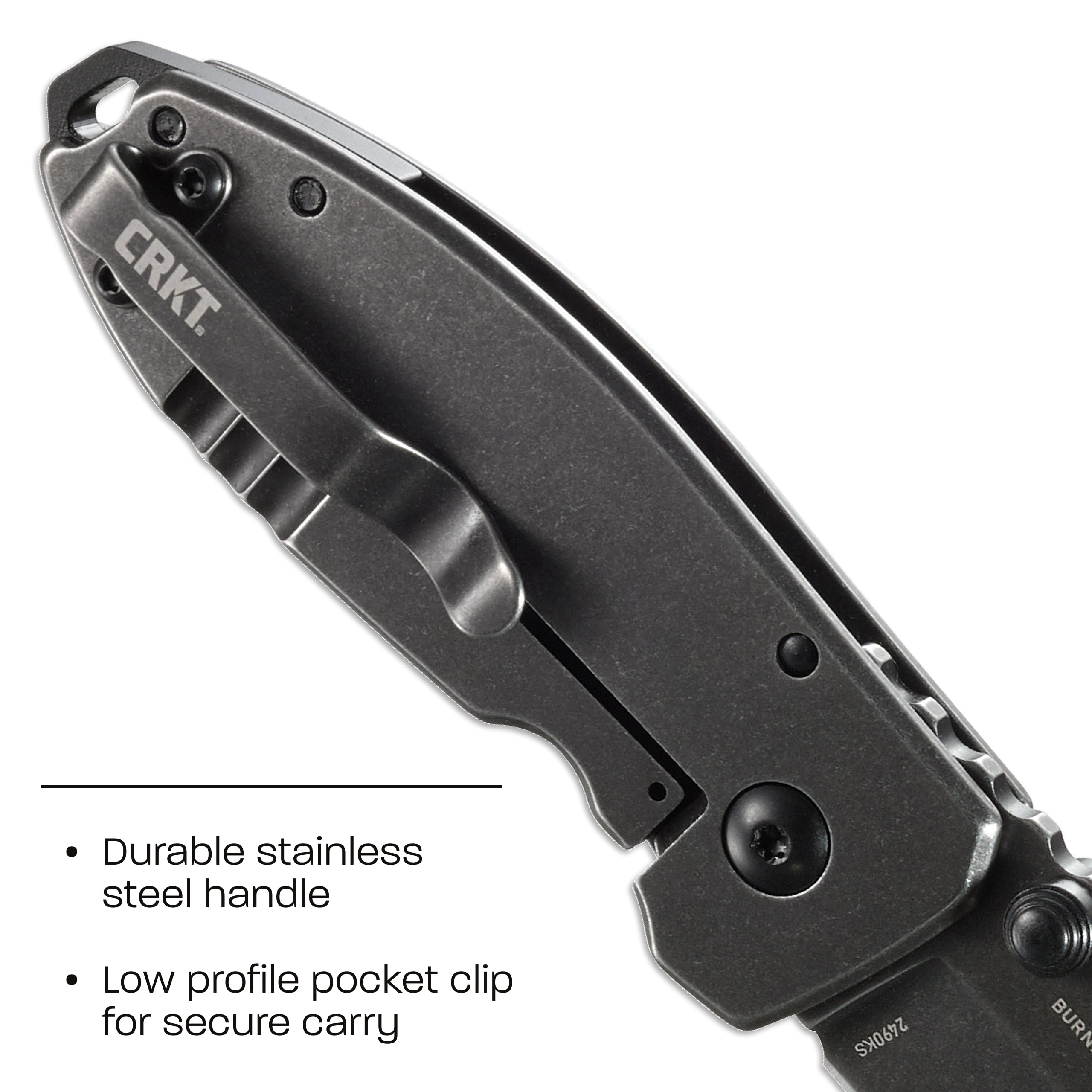 CRKT Squid Everyday Carry EDC Pocket Folding Knife with Frame Lock: Stainless Steel Plain Edge Blade, Stainless Steel Handle, Pocket Clip, 2490KS