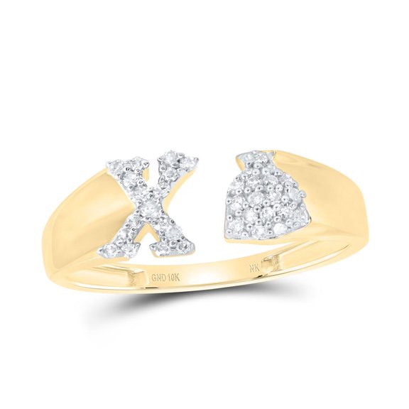 Natural Diamond NK Gift Initial "X" Ladies Ring 0.1cttw