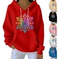 thumbnail image 2 of Women's Snowflake Christmas Hoodies Pullover Oversized Sweatshirts Loose Long Sleeve Trendy Casual Graphic Tunic Tops, 2 of 3