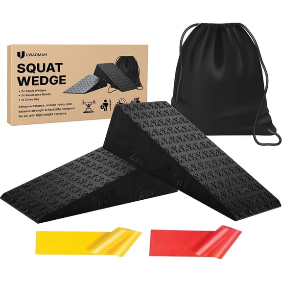 Uwaomah Heel Wedge 2 pack – 2 inch Non-Slip Slant Board Blocks for Leg Workouts, Ankle Mobility & Calf Stretching, with Storage Bag