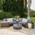 thumbnail image 2 of Madras Tortuga Wicker Navy Blue 8 pc 1/2 Round Seating Set w/Ice Bucket Ottoman, 2 of 26