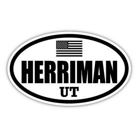 Herriman UT Utah Salt Lake County Stealthy Subdued Old Glory US Flag Oval Euro Decal Bumper Sticker 3M Vinyl 3" x 5"