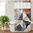 thumbnail image 3 of Black Beige Rhombus No Hook Shower Curtain Waterproof, Bathroom Curtains with Snap in Liners and See Through Top Window, Vintage Geometric Art Hotel Style Bathtub Curtains Shower 54"Wx78"L, 3 of 8
