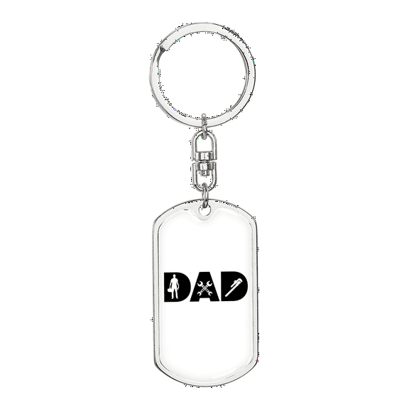 Dad Is A Plumber Swivel Keychain Dog Tag Stainless Steel or 18k Gold