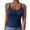 Blue, variant on Women Built-in Bra Tank Tops Wirefree Solid Color V Neck Cami Top Sleeveless T Shirts Bras With Padded Cups Casual Daily Wear Bras
