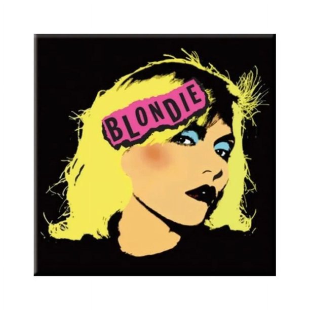 Blondie - Imán de Nevera Punk Diseño Logotipo (Negro, Amarillo)