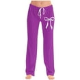 thumbnail image 2 of Pincandy Women's Fashion Bow Print Elastic Waist Pants - Drawstring Detail for Daily Wear, 2 of 5