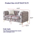 thumbnail image 4 of 61.25" Deluxe Velvet Sofa Couch, Chesterfield Button-Tufted Upholstery with 2 Pillows, Modern Luxury Sofa with Metal Feet, Comfortable 2-Seater Seating for Living Room or Apartment（Gray）, 4 of 8