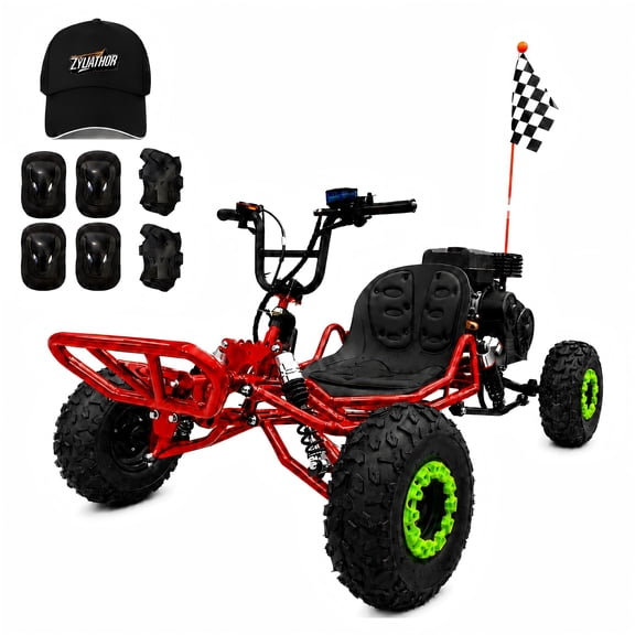 Zyliathor 212cc Gas-powered off-road Go Kart for Teens and Adults, up to 35 mph, CVT, Rear Hydraulic Disc Brake, AT145/70-6 Tires (Red)