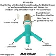 thumbnail image 2 of Dual Air Gap with Satin Nickel Brass Cap for Double Drawer or Two Separate Dishwashers with Skirted Cap and Extra Long Thread for Thick or Thin Countertops (AG200-704, AG200-X04, AMERIGAP), 2 of 9
