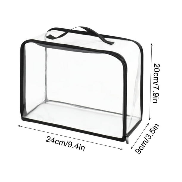 Bolsa de almacenamiento transparente de gran capacidad con asa reforzada, organizador de tela de plástico para ropa, caja de almacenamiento plegable portátil para viajes, dormitorios y mudanzas.