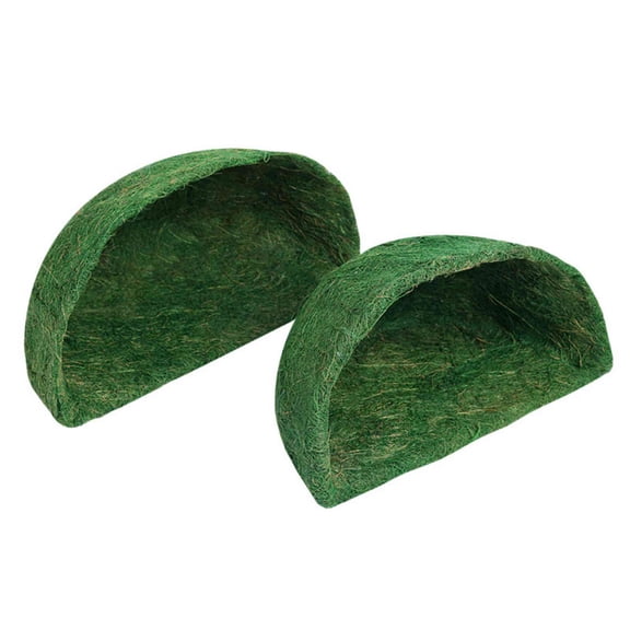 2Pcs Coconut Fiber Liner, 8in Natural Wall Hanging Basket Liner, Half Round Trough Liners for Garden Porch & Balcony Planter Liner Replacement, Green