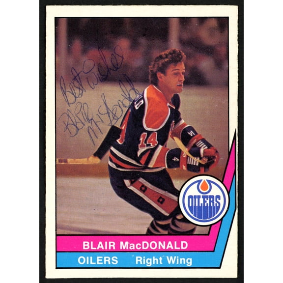 Blair MacDonald Autographed 1977-78 WHA O-Pee-Chee Card #16 Edmonton Oilers "Best Wishes" SKU #151336
