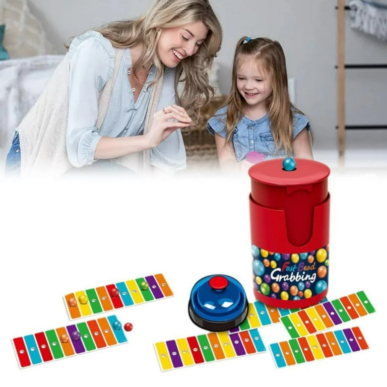 Match Color Line Bingo Board Game with Bell, Fast Bead Grabbing 2-Player Game for Kids Adults, Reaction Speed Training Toy, Age 12+, 9.8 x 9.8 in