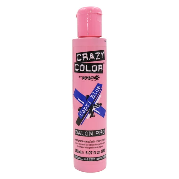Crazy Color Semi Permanent Hair Color Cream Capri Blue No. 44, 5.07 Oz.