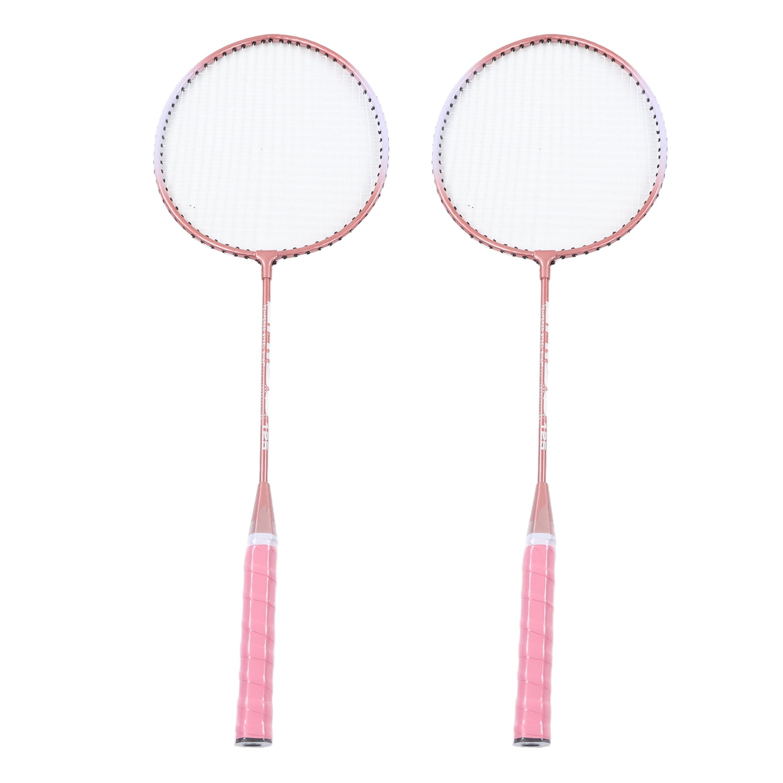 Rupoun Professional Pink Badminton Racket Set for Beginners & Students, Iron Alloy Lightweight Racquets, 25.6 Inches Length, Includes 2 Rackets and 1 Storage Carry Bag for Outdoor Backyard Court