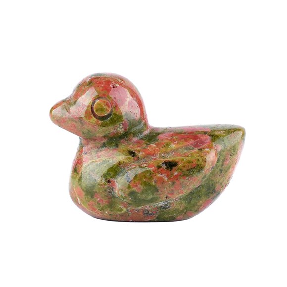 Micro Landscape Ornaments Duck Shape Hand-Carved Miniature Sculpture with Unique Crystal Energy Figurine for Desk Car