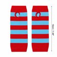thumbnail image 3 of Unique Bargains 1 Pair Fingerless Gloves Stripes Style Knit Gloves Red, Blue, 3 of 5