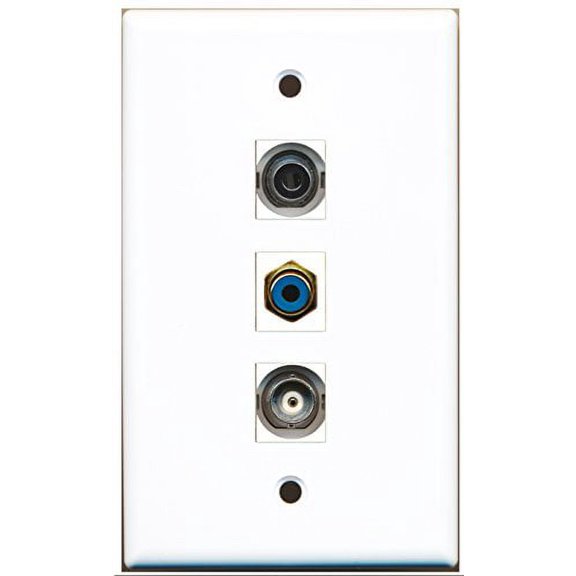 RiteAV - 1 Port RCA Blue and 1 Port 3.5mm and 1 Port BNC Wall Plate