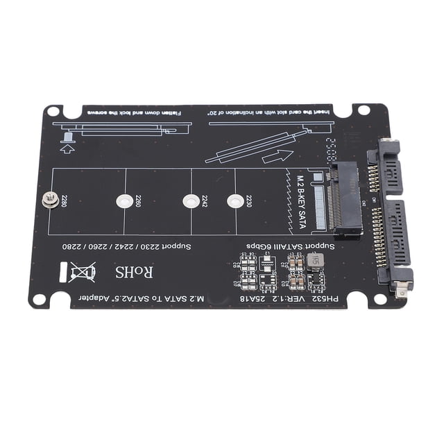 M.2 NGFF B Key MSATA SSD To 2.5in Serial ATA Adapter, PCB Lasting Durability Stable Transfer M.2 NGFF BKey To Serial ATA Converter for 2230 2242 2260 2280 SSD