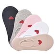 thumbnail image 3 of EeaseMX 5 pares de calcetines invisibles de silicona antideslizantes para mujer, de algodón, de boca baja, con diseño de corazón en colores caramelo., 3 of 7