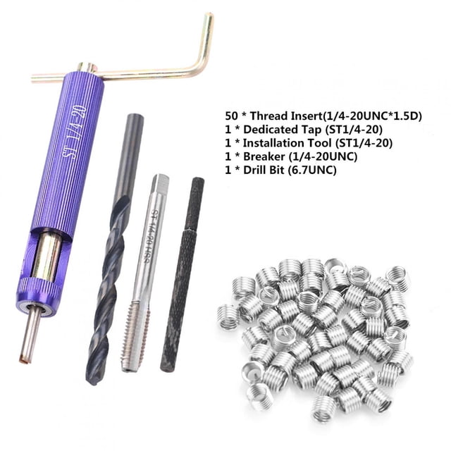 Kit de reparación de rosca Ticfox 50 piezas Acero inoxidable 4/4-20UNC * 1.5D